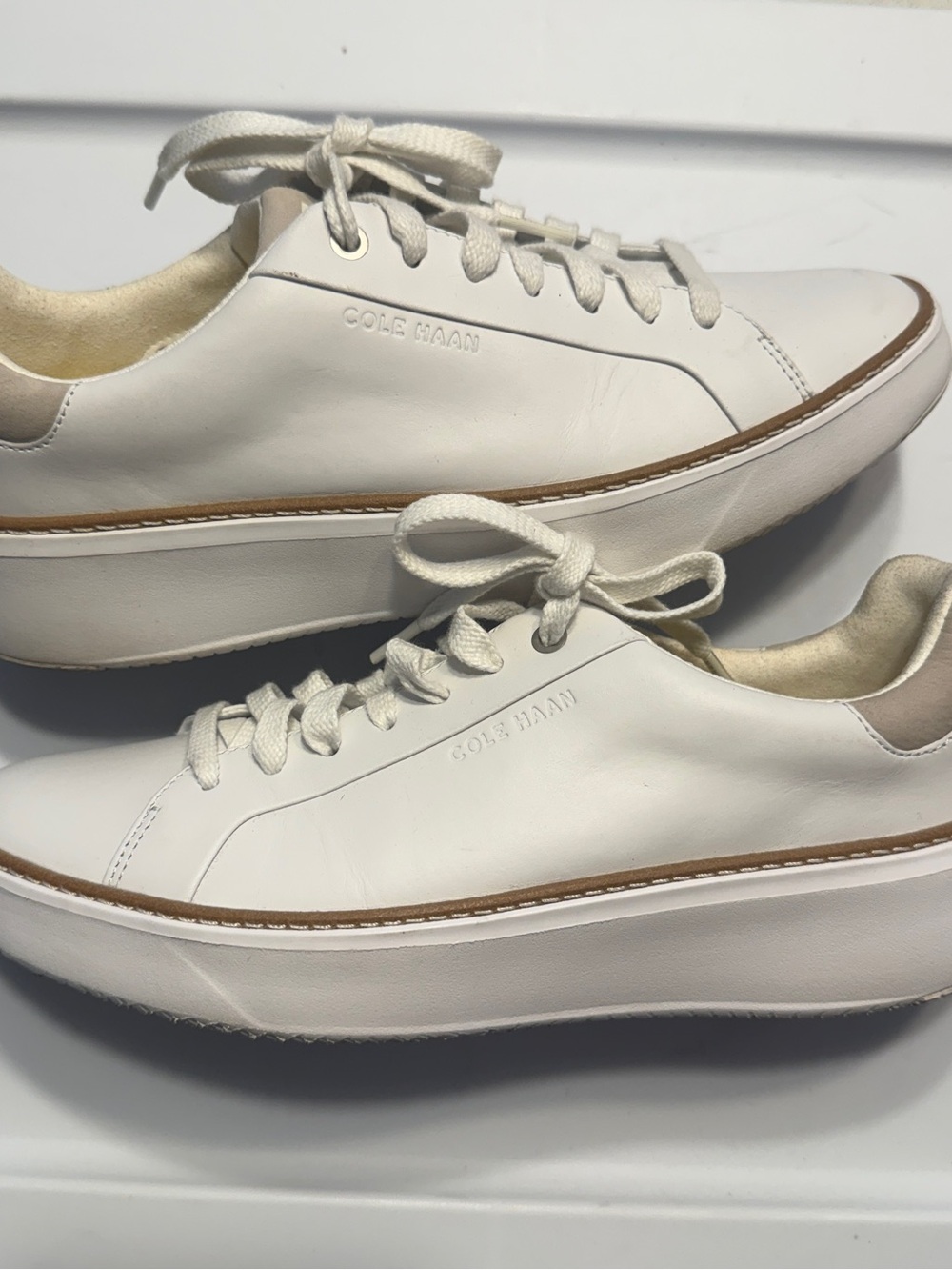 Cole Haan Grand Pro Topspin Women's White Leather Platform Sneakers 9B